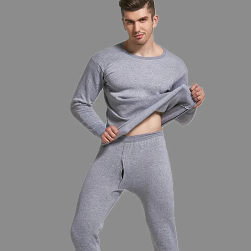 Large Size Thermal Underwear Set For Men Winter Thicken Thermo Underwear 2Pcs/set Long Sleeves Tops+ Pants Warm Thermal Clothing