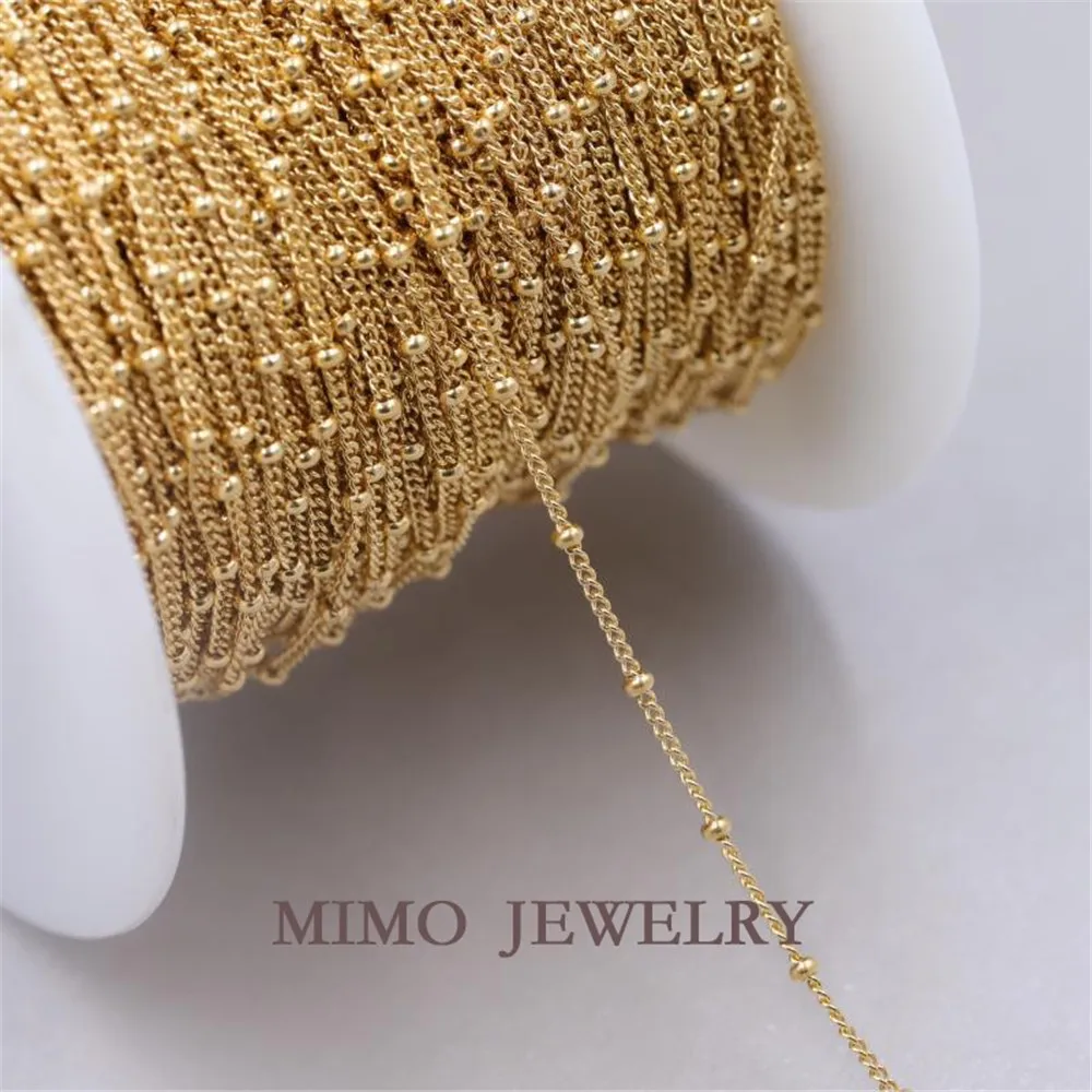 

MIMO JEWELRY U.S. 14k Gold Filled gold bean chain side chain with gold plated layer bright gold loose chain DIY materials