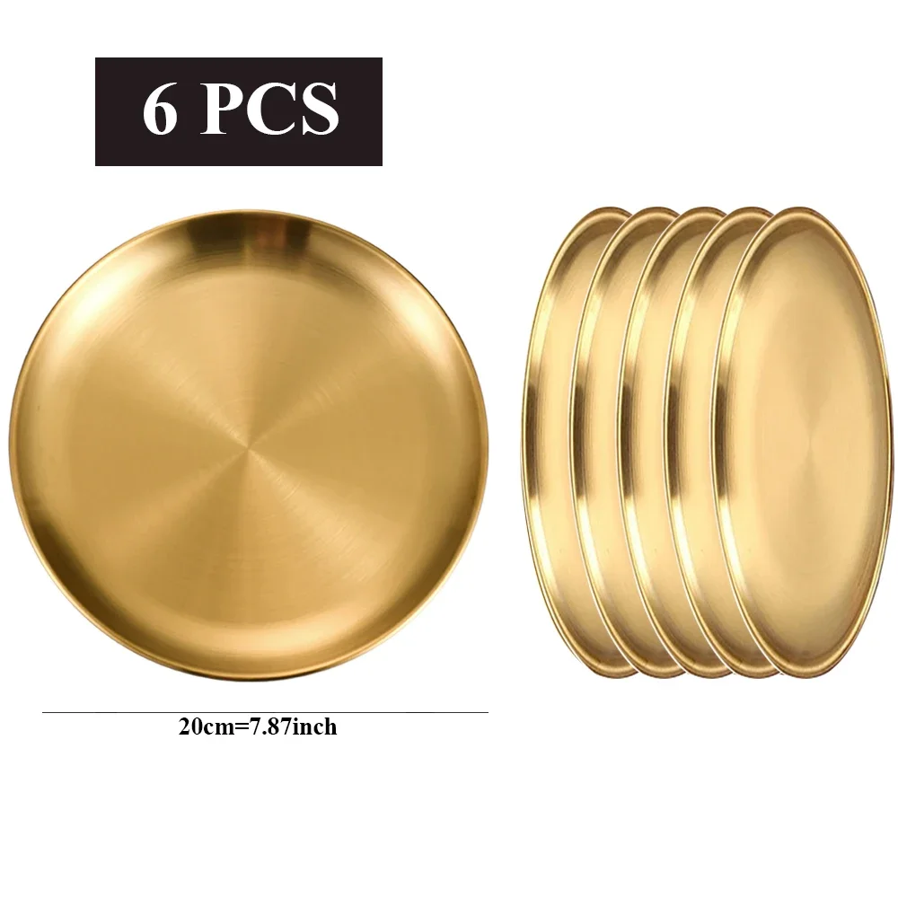 Золотые круглые тарелки из нержавеющей стали