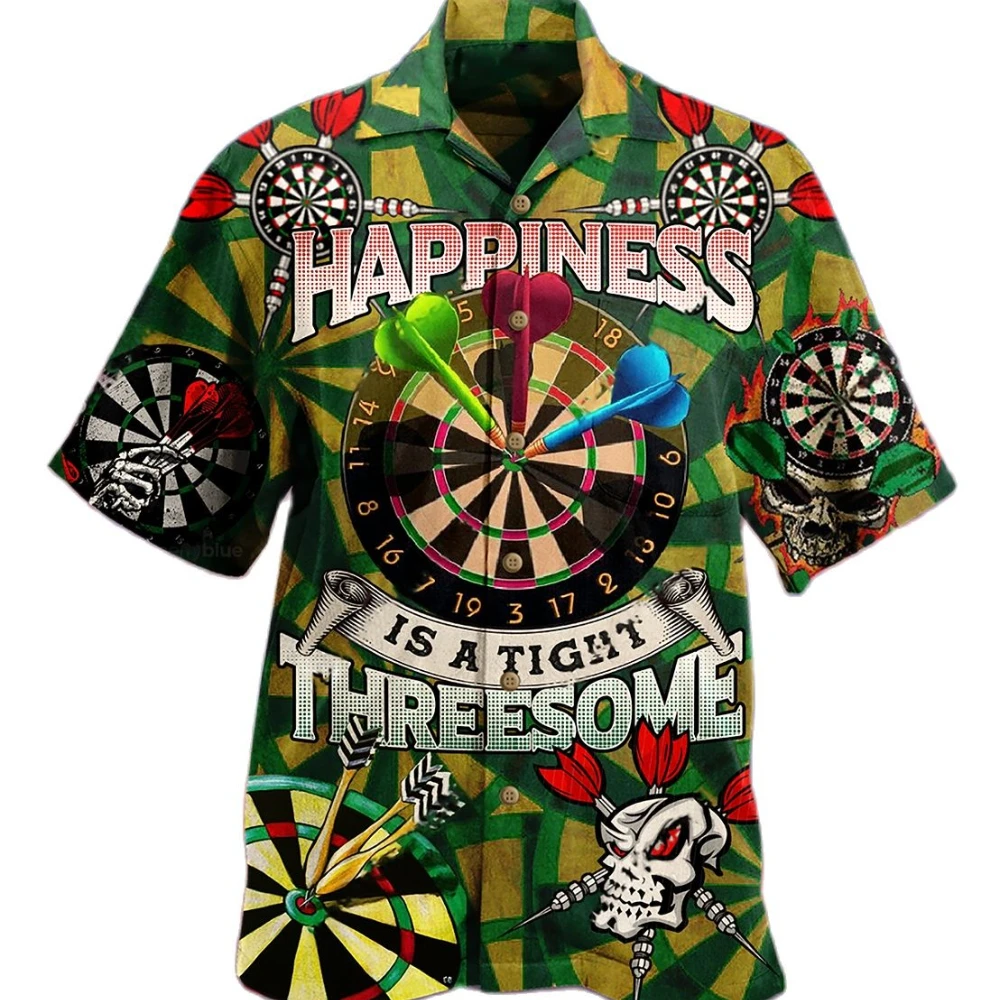 

Гавайские мужские рубашки, 3D дартс, Клубные кубинские рубашки с коротким рукавом, праздничная Повседневная винтажная Мужская одежда, уличн...