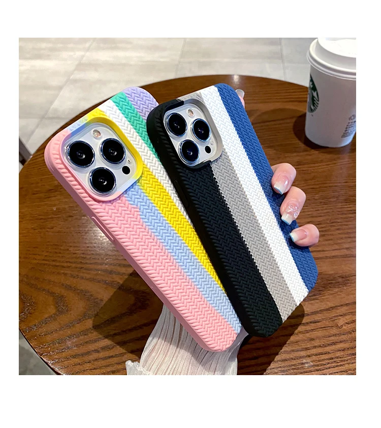 

Цветной пэчворк Плетеный жидкий силиконовый чехол для телефона iPhone 14 13 11 12 Pro Max X XR XS 7 8 Plus 2023 Противоударная задняя крышка