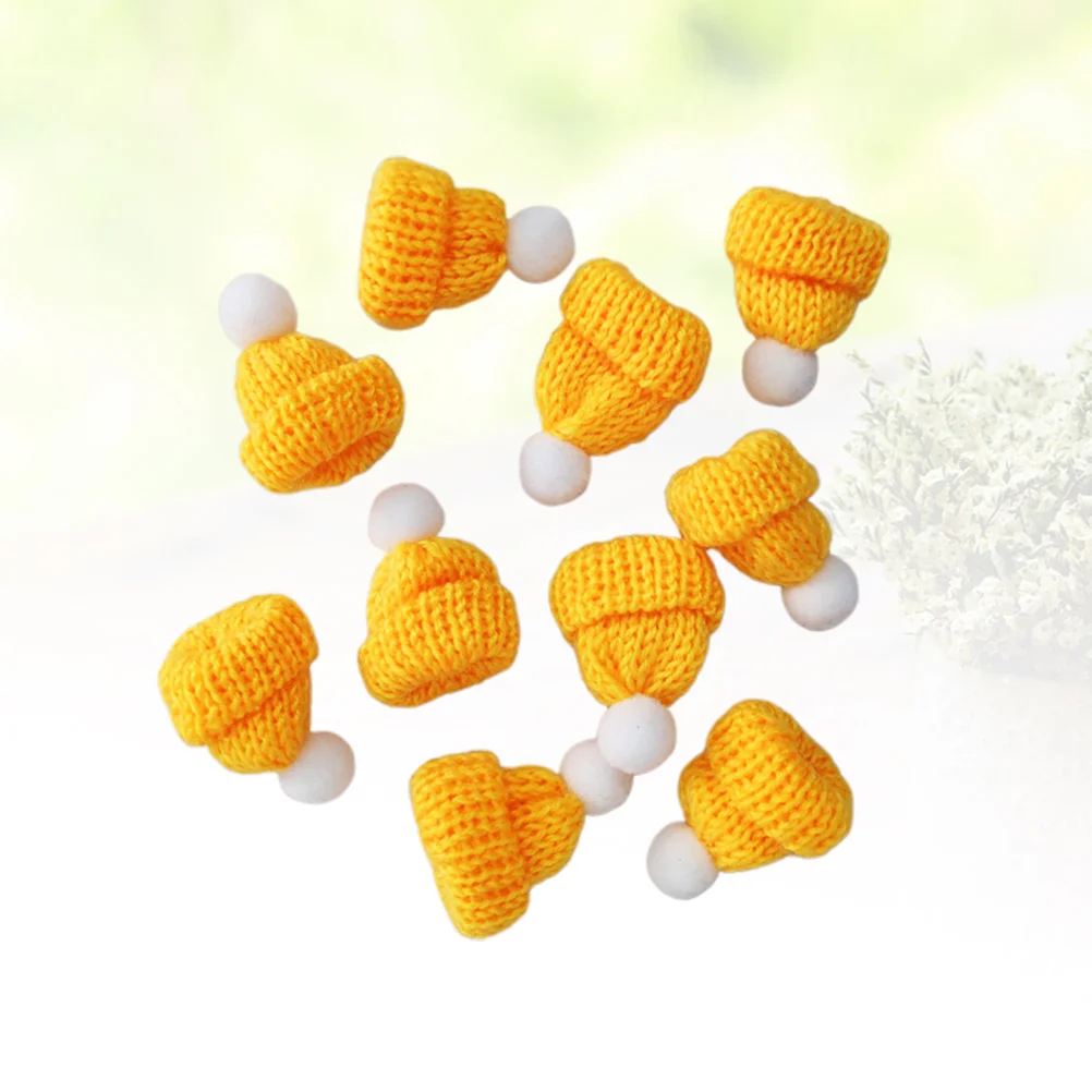 

10pcs Knitting Hats Hat DIY Craft Knitting Christmas Hat For DIY Craftings Jewelry Making Craft Yellow
