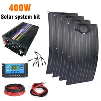 400w solar system kit home camping 12v battery charger 100w etfe flexible solar panel complete off grid solar system inverter