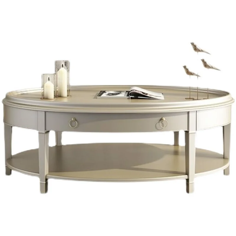 

Женский роскошный чайный столик из массива дерева, Овальный Золотой чайный столик цвета шампанского, чайный столик для гостиной, комбинация шкафов для телевизора