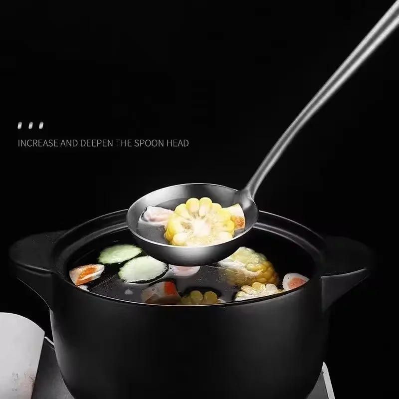 Фото 304 дюйма, аксессуары для кухни из нержавеющей стали с металлической основой, лопатка для риса, ложка, половник, кухонные инструменты, набор посуды, Прямая поставка №4