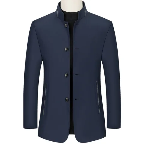 Бренд BROWON, деловая повседневная мужская куртка, 2024, весна и осень, одноцветные куртки с воротником-стойкой для мужчин, верхняя одежда, рабочее пальто для мужчин