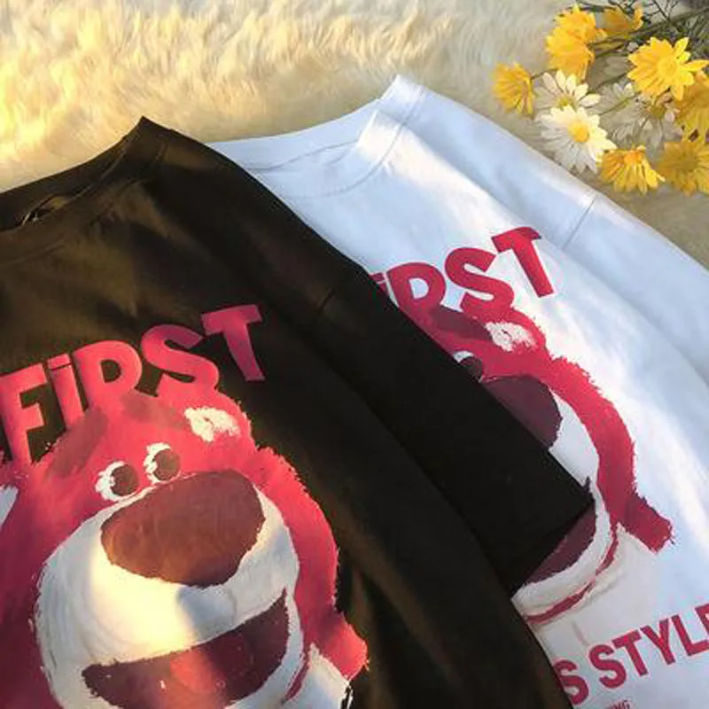 

2023 Women T Shirts Disney Strawberry Bear Cute Print Lovely Style Short Sleeve T-shirt Femme Gothic Y2k Clothes Tops Tees