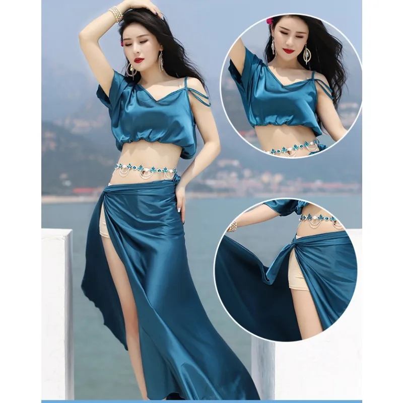 Женский костюм для танца живота выступления в восточном стиле из блестящих