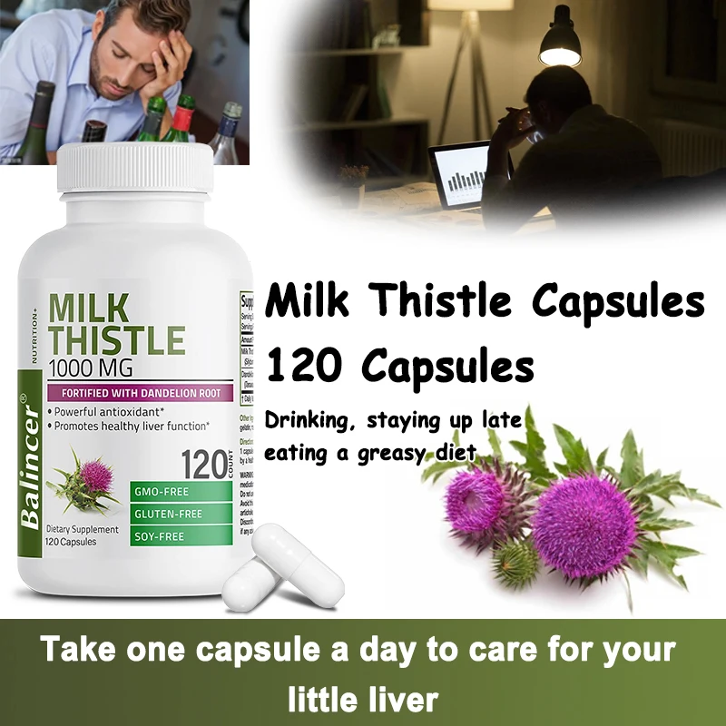 

Balincer Milk Thistle Extract - Helps The Liver Help The Body Eliminate Toxins and Protects The Breakdown of Alcohol Healthyfood