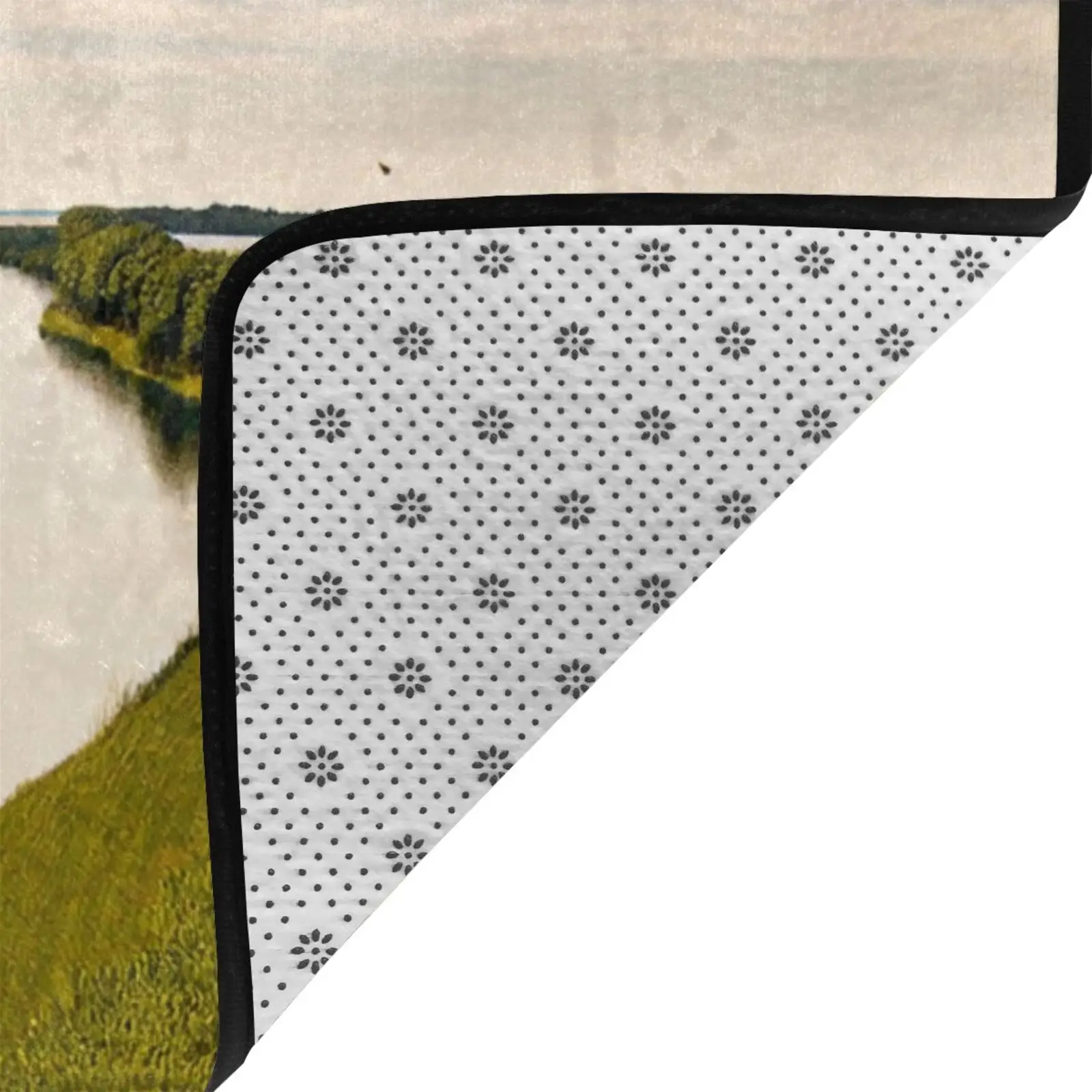 Русский речной коврик Волга Речной пейзаж Фланелевой нескользящий 60x39 дюймов