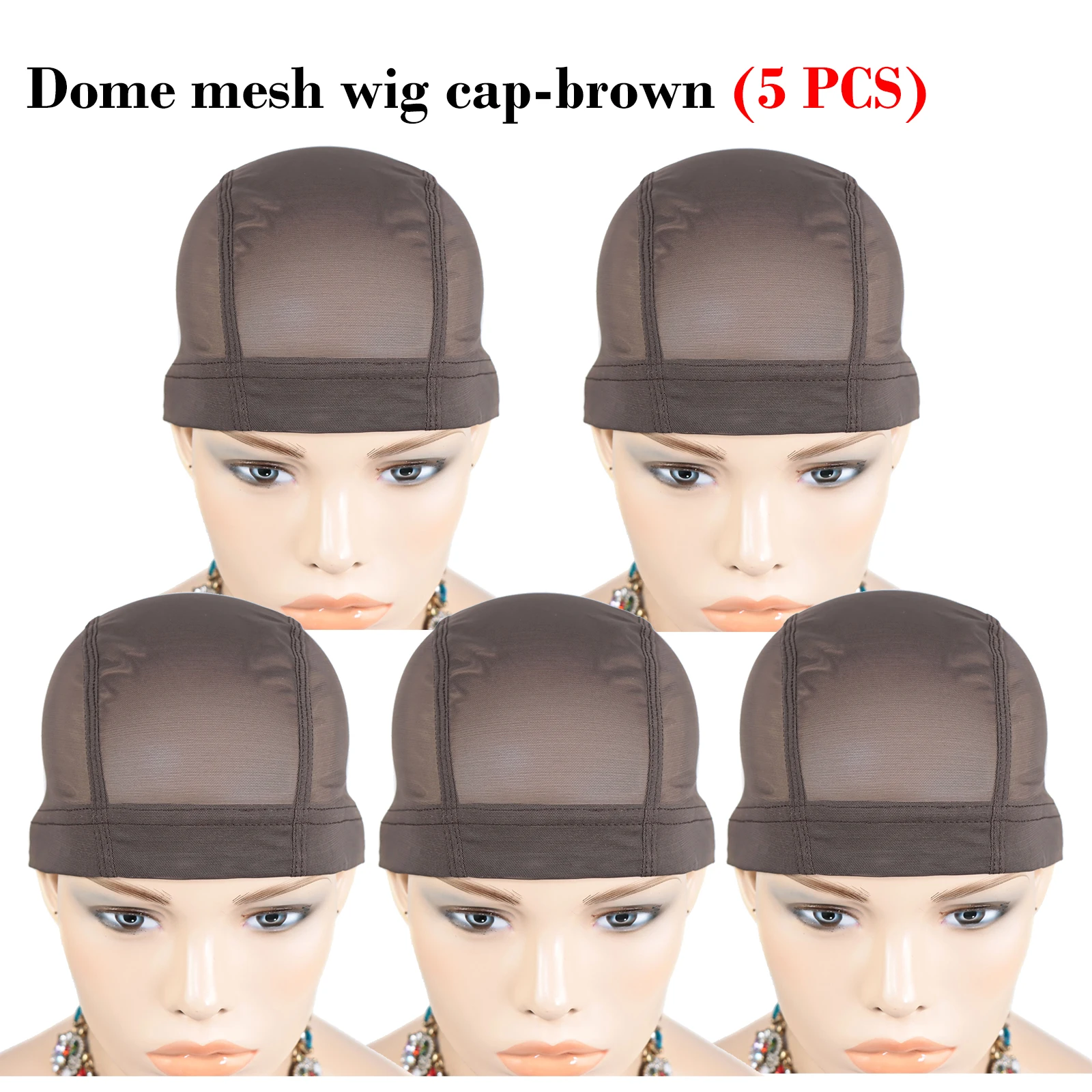 

10Pcs Brown Wig Cap With Elastic Band Spandex Hair Net Dome Mesh Wig Caps For Making DIY Wigs Mesh Hairnets Bald Cap For Women