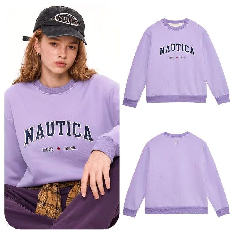 Фото Модная толстовка Nautica с принтом 1983 года в европейском и американском стиле, хит продаж весны и осени, свободного кроя, для пар, повседневная. №3