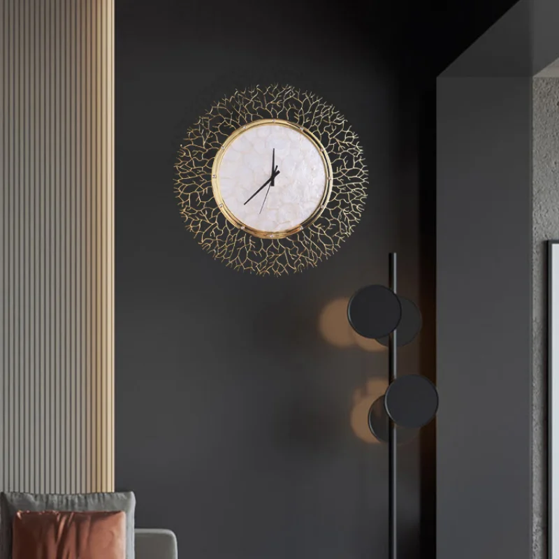 

Gold Creative Big Wall Clock Nordic Living Room Quiet Fashion Kitchen American Luxury Wall Watch Antique Creative Decorative W6B