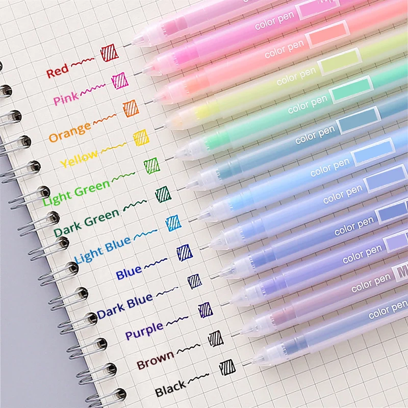 

24/36pcs Color Gel Pens School Supplies 0.5 Students Writing Mark Colorful Pens Journal Cute Stationary Color Hand Account Pens