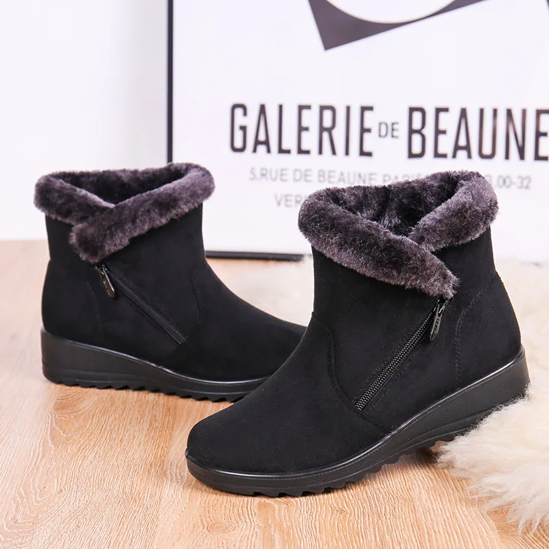

Женские теплые ботинки с молнией сбоку, черные повседневные ботильоны с круглым носком, на плоской подошве, водонепроницаемая обувь для сне...
