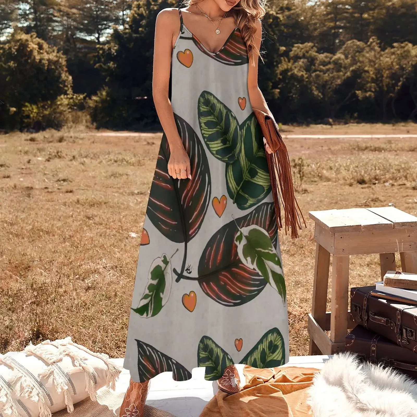Calathea lithograph Платье без рукавов платья для официальных случаев одежда женщин