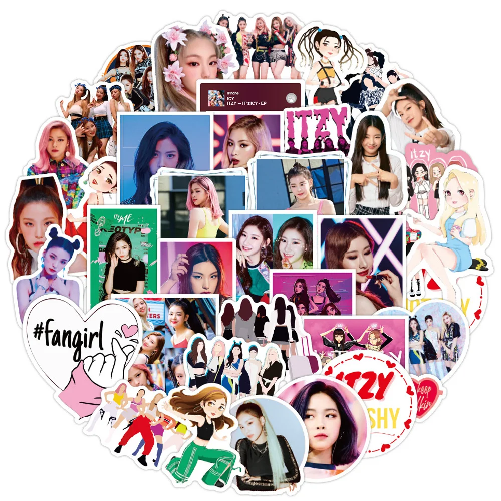 

10/30/50PCS KPOP Korean Girl Group Itzy Sticker Graffiti Guitar Luggage Notebook Skateboard Waterproof Sticker Decals Wholesale
