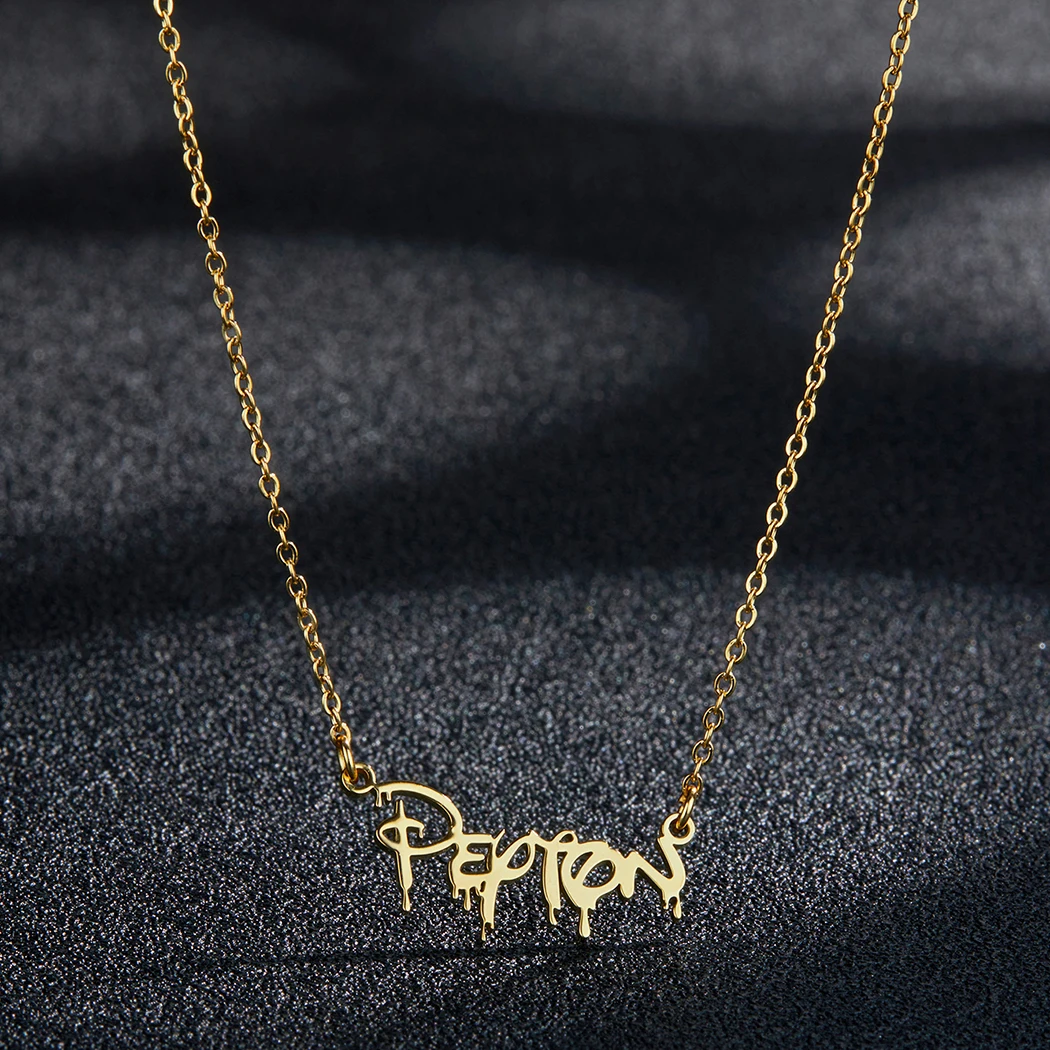 

LUKATU Handmade Personalized Signature Custom Name Necklace Women Girls Best Gift Customize Nameplate Letter Choker Jewelry