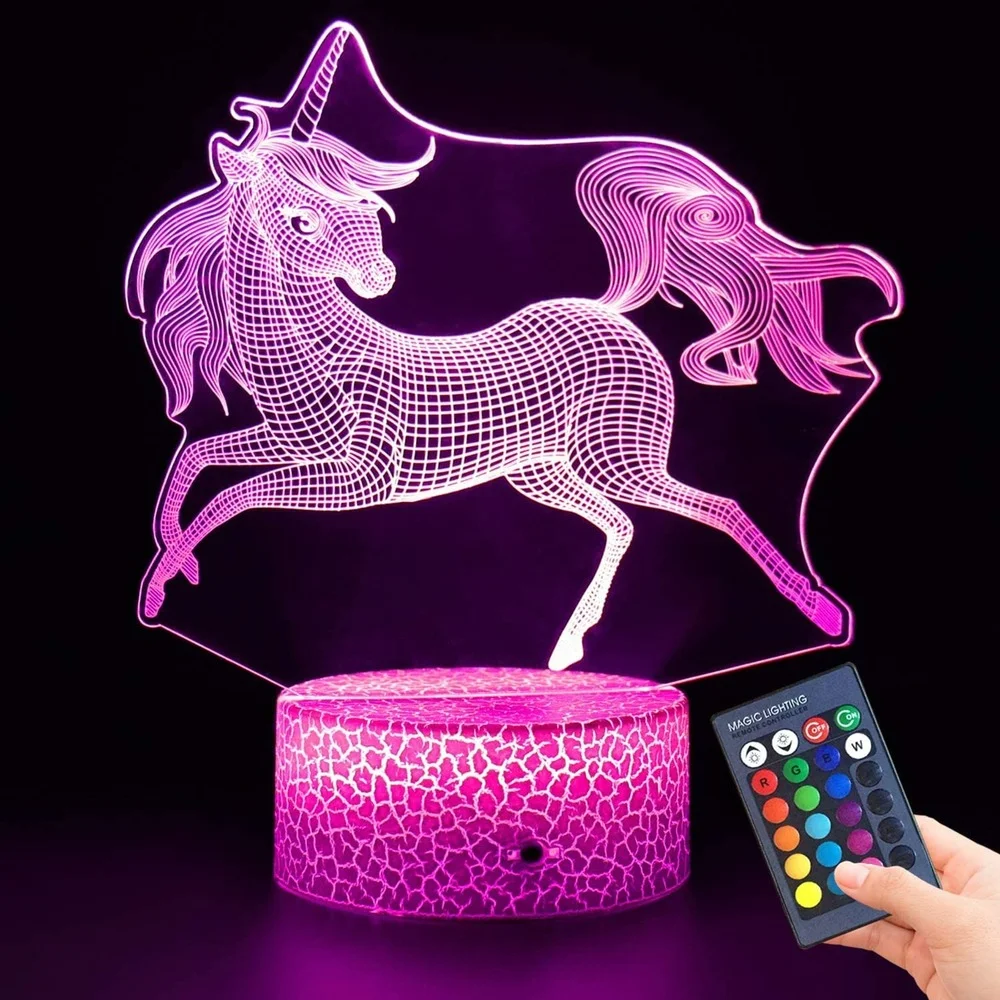 

Nighdn Unicorn Lamp 3D Night Light for Kids Optical Illusion Bedside Lamp Table Decor Room Color Change Unicorn Gift for Girls