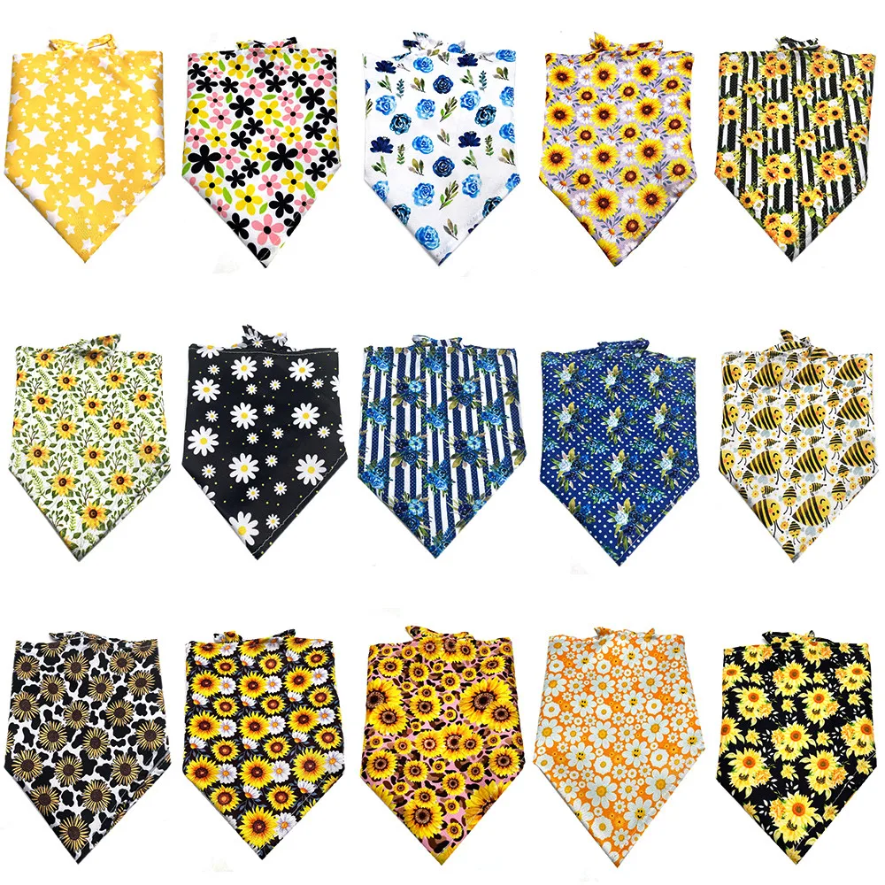 

30/50pcs Spring Dog Bandana Flowers Pattern Pet Dog Bandana Pet Supplies Dog Grooming Accessories Scarf Small Dog Puppy Bandana
