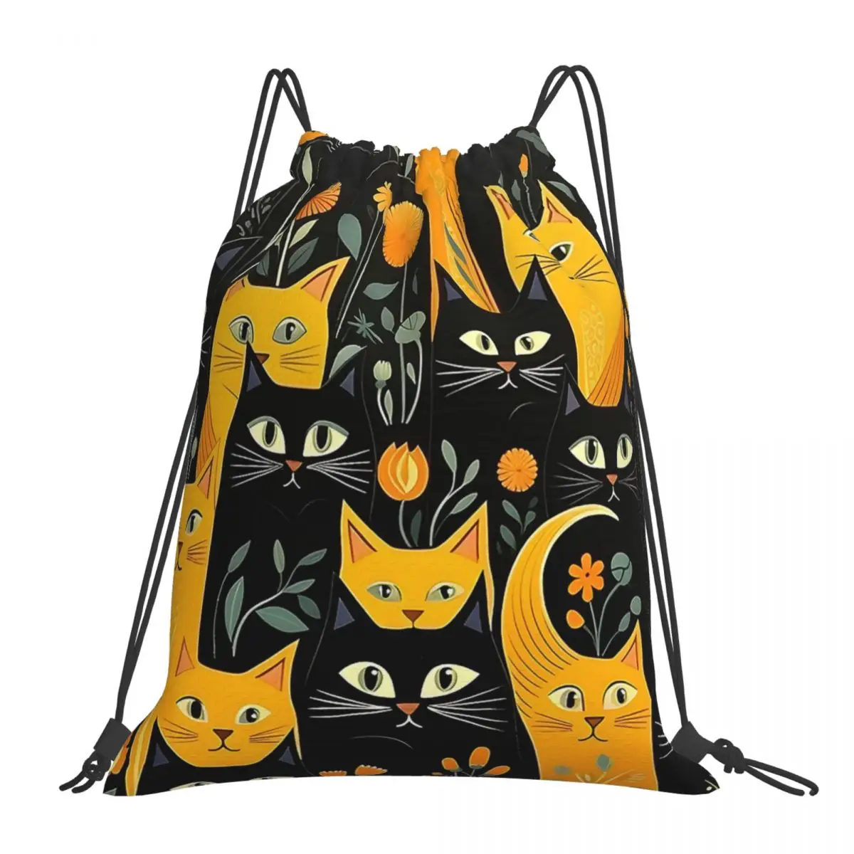 

Cats Pattern Backpacks Fashion Portable Drawstring Bags Drawstring Bundle Pocket Sundries Bag Book Bags For Man Woman Students