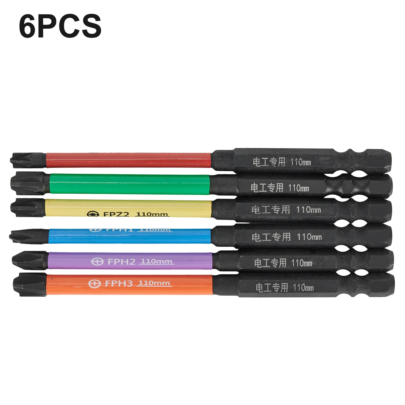 

Electrician Screwdriver Bits 6 Pcs/set Alloy Steel FPH1/FPH2/FPH3/FPZ1/FPZ2/FPZ3 Magnetic Various Colours Brand New