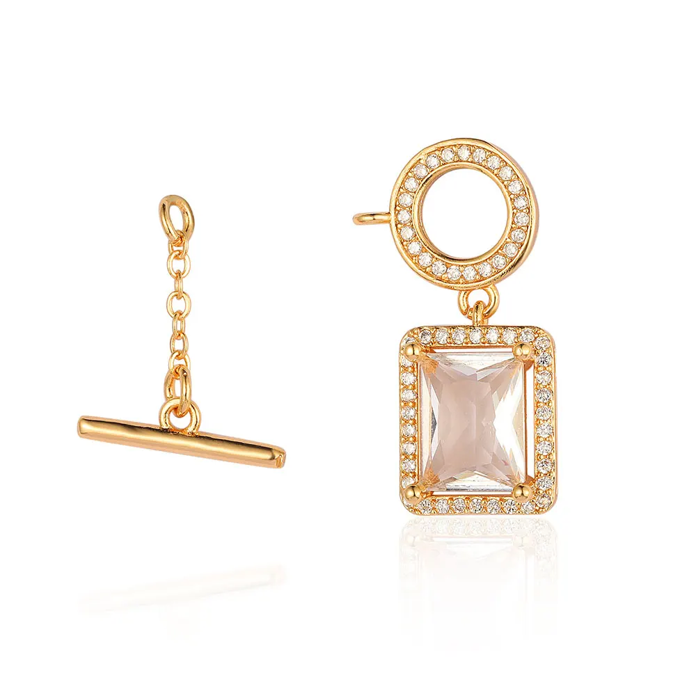

Geometric Square Zircon Brass Dangle OT Toggle Clasps Wholesale Angel Heart Lock CZ DIY Women Jewelry Necklace Making Clasp