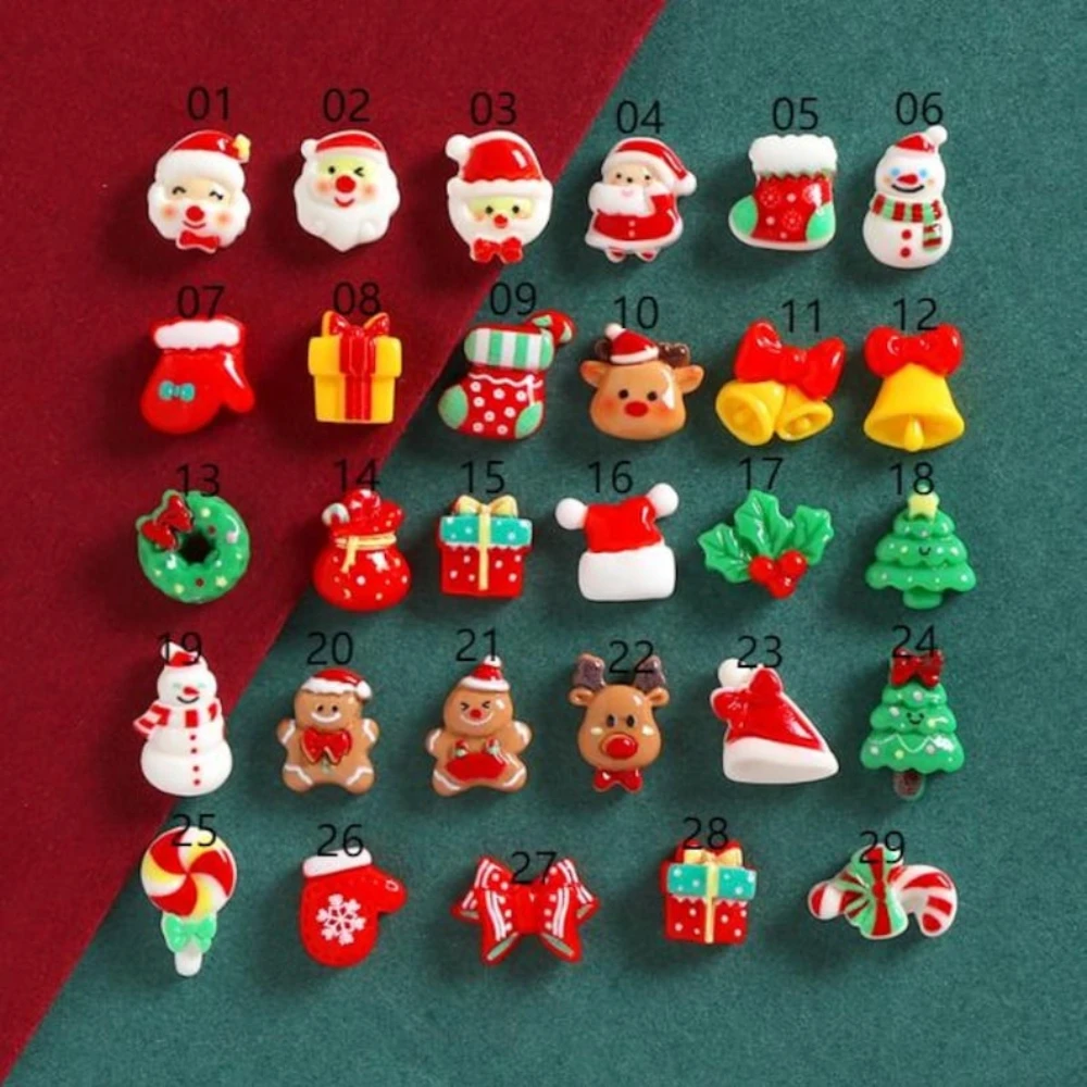 Фото Mini Christmas Snowman Tree Deer Flat Back Charms Resin Cabochons Scrapbooking DIY Handmade Accessories №3