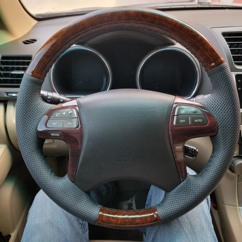 

Плетеный чехол на руль автомобиля, ручное шитье, противоскользящая натуральная кожа для Toyota Highlander Toyota Camry 2007 2008 2009-2011