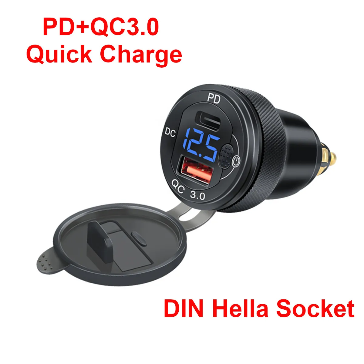 

Разъем DIN Hella для быстрой зарядки автомобиля PD + QC3.0 USB Розетка с фотоэлементом для Мотоцикла BMW