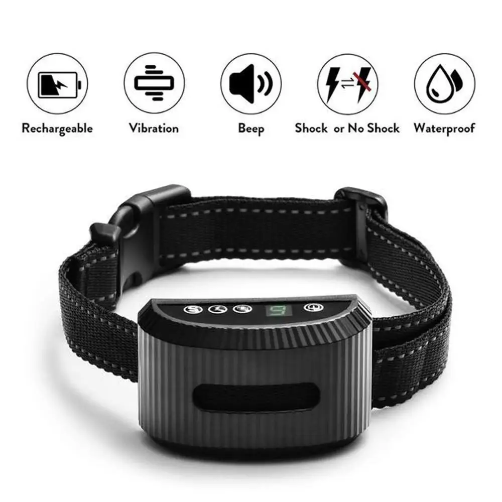 

New Nylon Pet Bark Stopper Collar Dog Training Device Waterproof Rechargeable Sound/ Vibration/Electric Shock Function