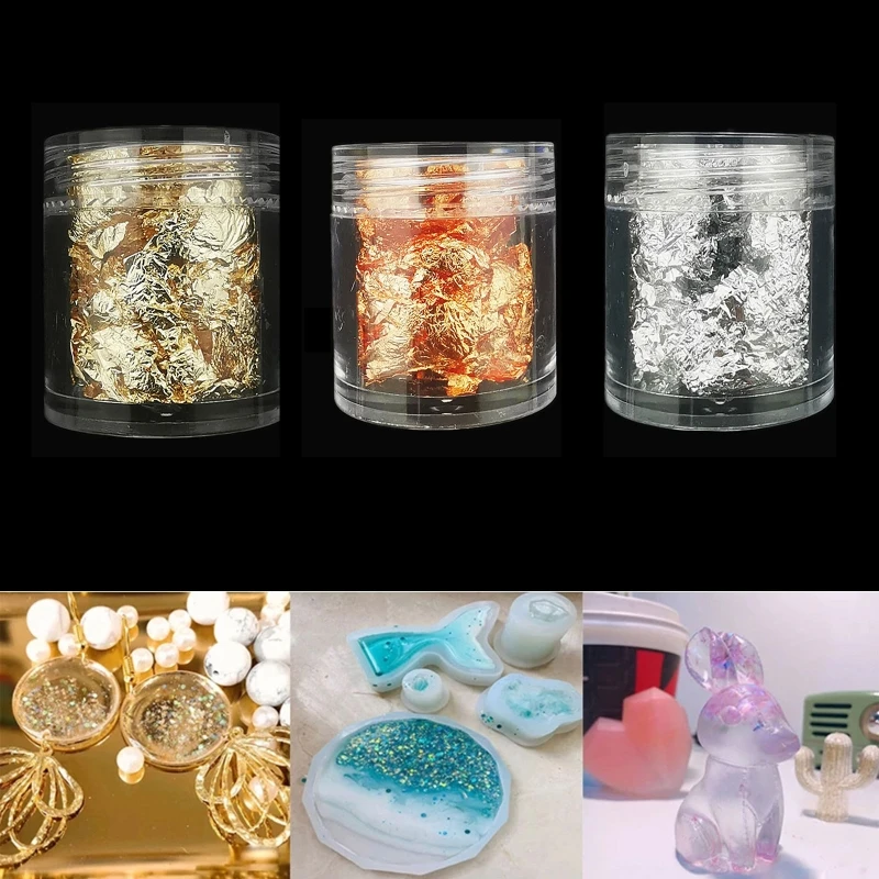 

1 Bottle Silver Golden Glitter Flake Foil Chips Foil Flakes Sequins Glitters Nail Art Paper Sheet Decor DIY Crafts Epoxy Filling