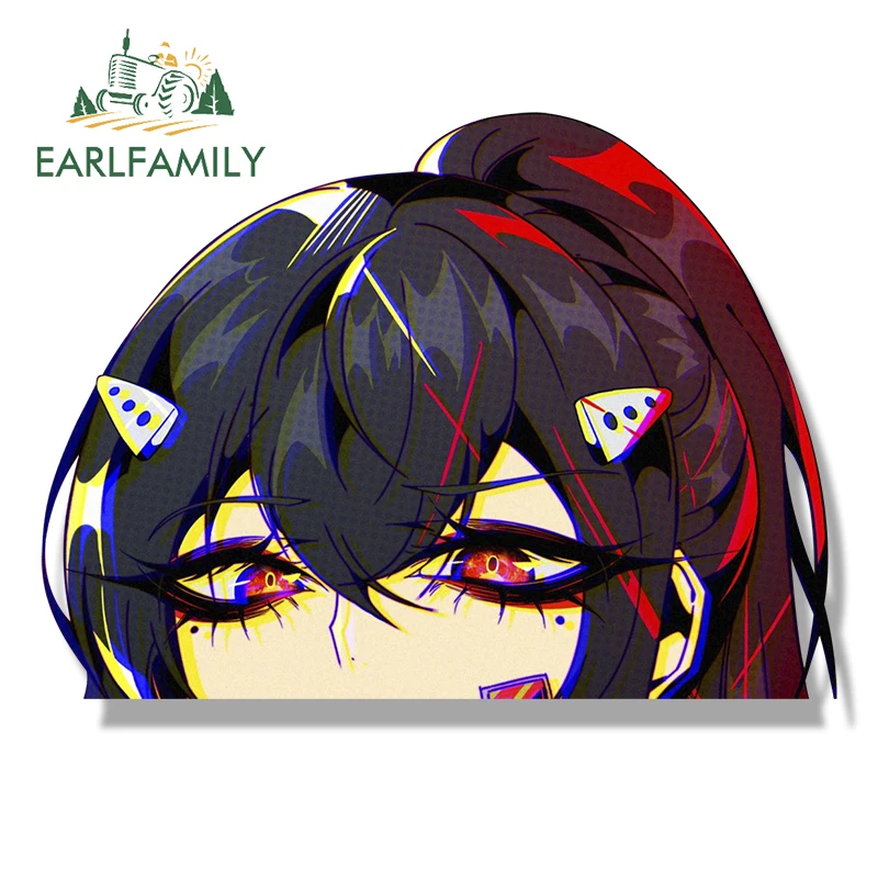 

Автомобильная наклейка EARLFAMILY Gyaru Ashiro Мина Fanart, тату-наклейка для девушек, Chibi, большой головы, Waifu, защита от страха, наклейка JDM, мультяшный стикер
