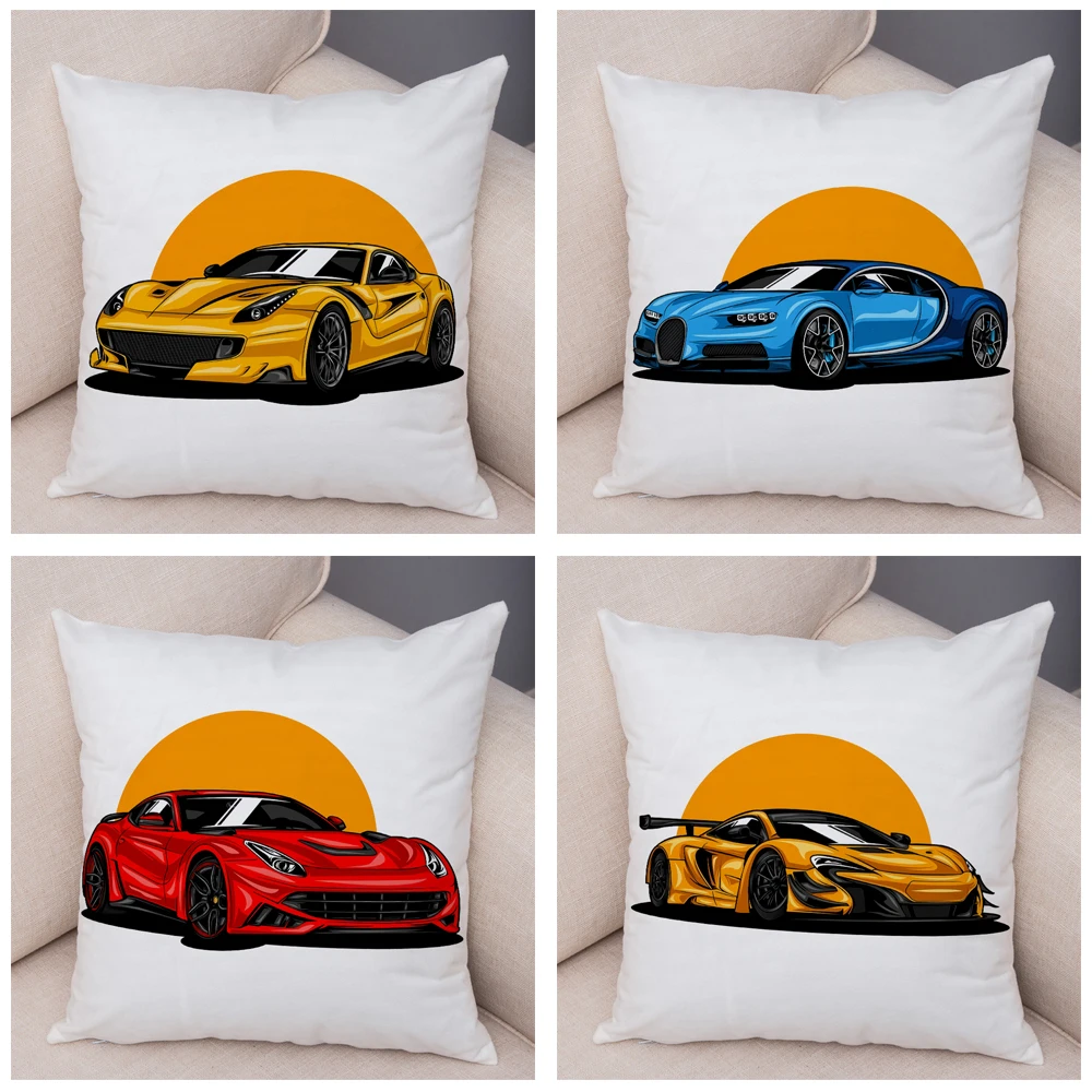 

Home Decoration Cartoon Supercar Cushion Cover Car Print Pillowcase Pillowcase Sofa Home Children's Room funda de almohada