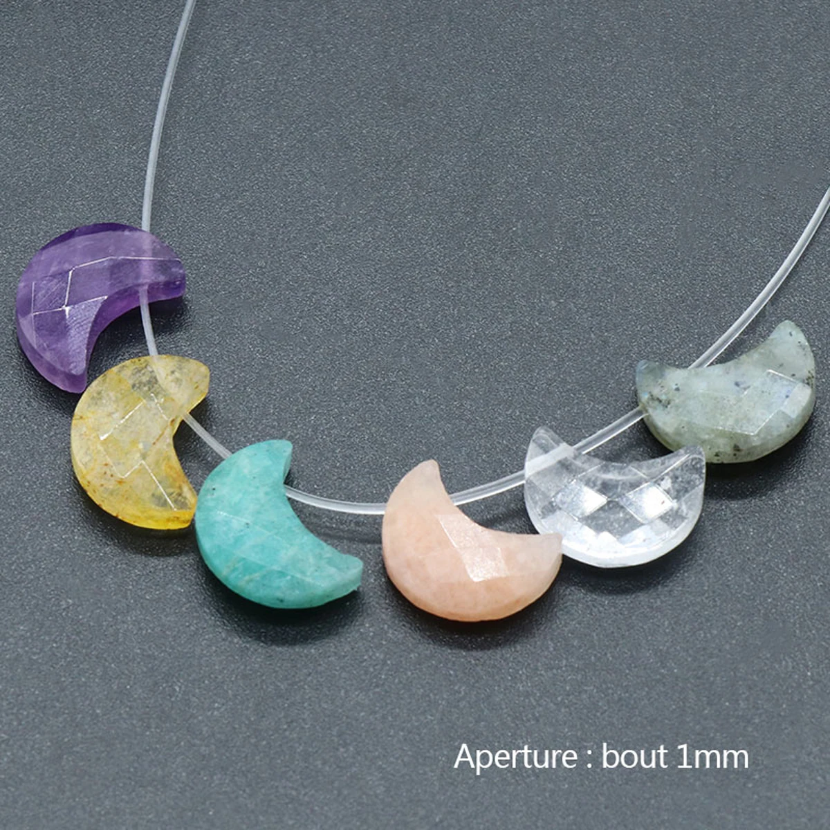 

Moon Shape Natural Stone Beads Faceted Quartz Agate Amazonite Pendant Charms for Jewelry Making Necklace Bracelet Decoration