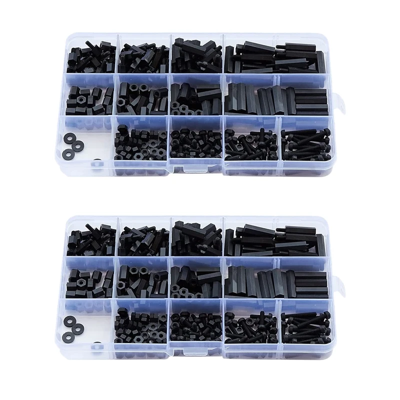 

640PCS M3 Male Female Nylon Hex Spacer Standoff Screw Nut Threaded Pillar PCB Motherboard Assorted Assortment Kit