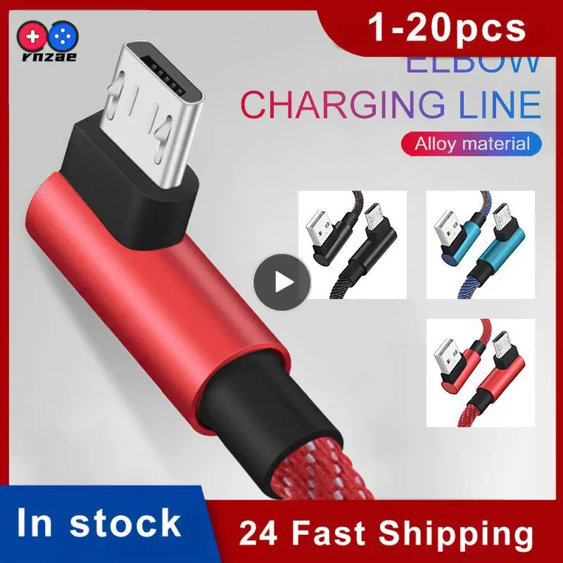 

USB To Micro Cable 3A Quick Charge 90 Degree Angle Line Fast Charging Cable For Samsung Accessory Power Adapters
