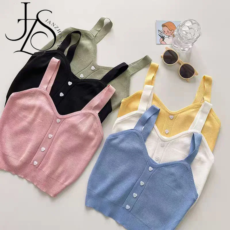 JANZHISAN женские вязаные укороченные топы с сердечком милые повседневные на