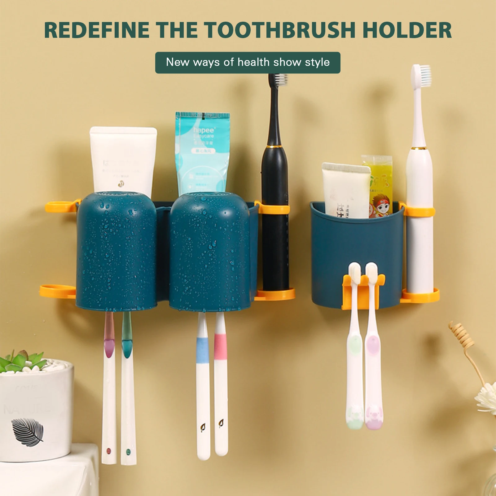 

Wall Mounted Electric Toothbrush Rack Multipurpose Punch-free Toothbrush Holder For Bathroom Kitchen Toothpaste Holder Pr Sale