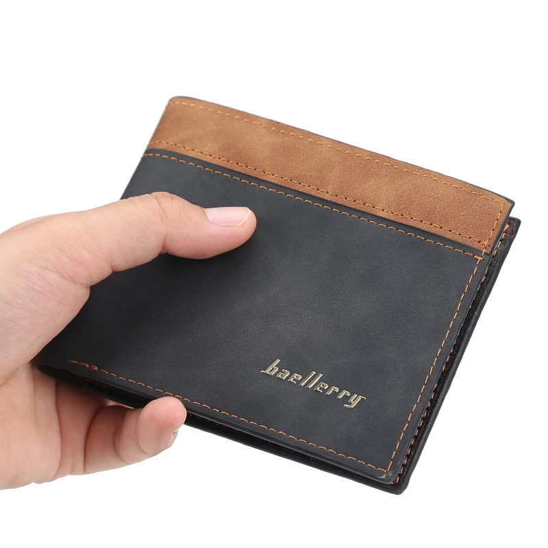 

Baellerry Short Wallet Men Small Wallets Fashion Patchwork New Card Holder Leather Clutch Purse for Man Money Wallet Cartera