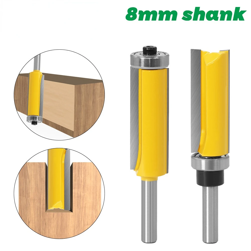 8mm Flush Trim Pattern Router Bit Top & Bottom Bearing Bits Milling Cutter For Wood Woodworking Cutters