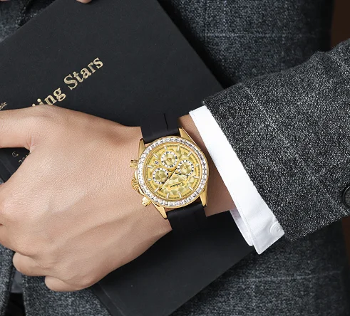 Полностью автоматические механические часы голубые Ditongna из нержавеющей стали в