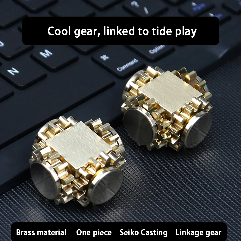 Fingertip Gyro 4 Gears Linkage Finger Pure Copper Metal Magic Cube Figet Spinner Stress Relief Ball Bearing Hand Toy Adhd on - Спиннер-куб из чистой меди на шариковом подшипнике с 4 зубчатыми колесами для расслабления и уменьшения стресса.