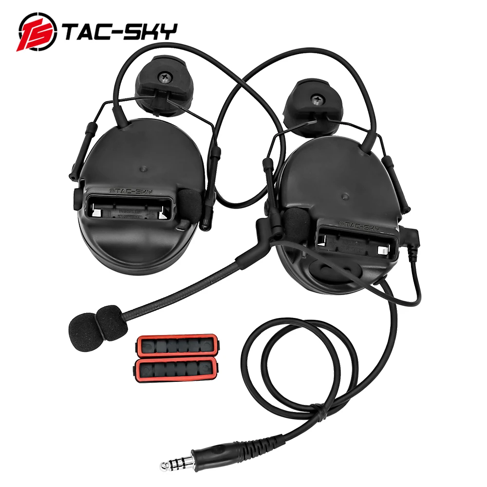 TAC-SKY COMTAC III Tactical Helmet ARC Stand Outdoor Hunting Headphone Noise Cancelling Sports Tactical Walkie Talkie
