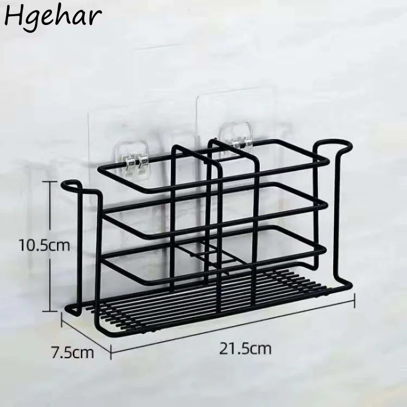 

Metal Toothbrush Holders Creative Wall-mounted Shaver Toothpaste Storage Rack Waterproof Self-adhesive Saving Space Organizer