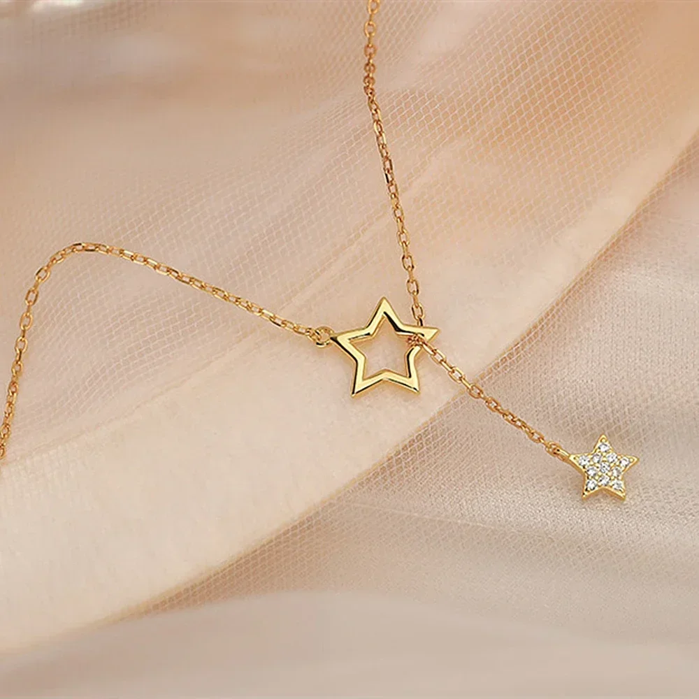 Классическое серебряное ожерелье с полой звездой для женщин блестящая звезда