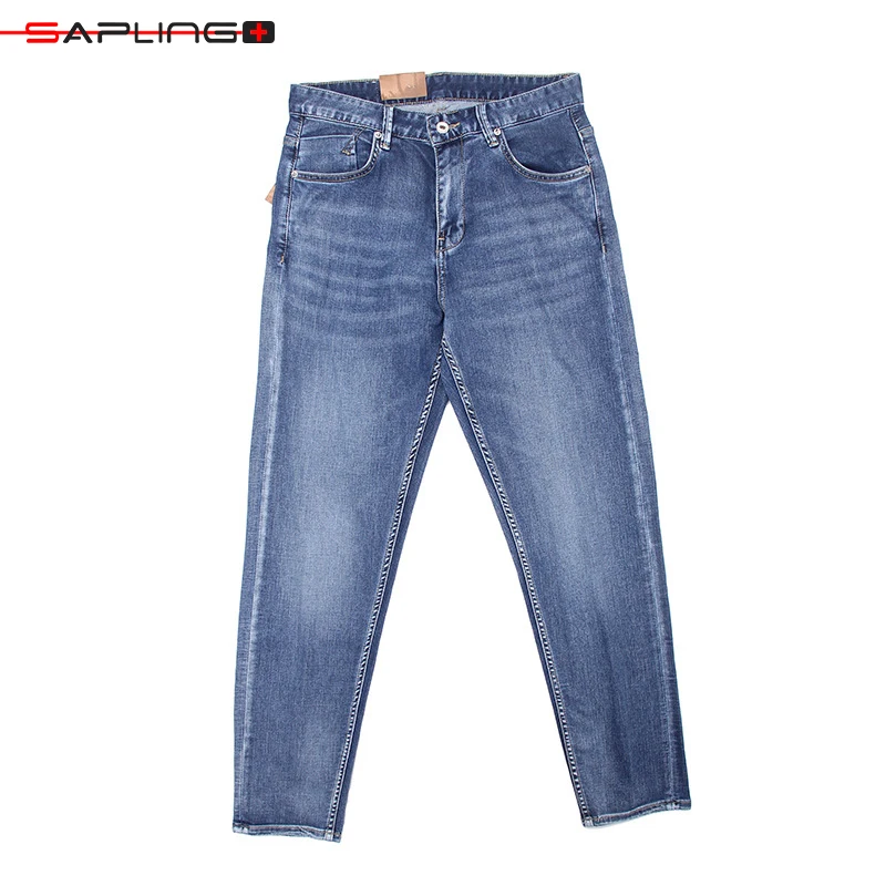 

Джинсы мужские стрейчевые, тонкие маленькие прямые ковбойские брюки со средней талией, модные повседневные джинсовые штаны, лето