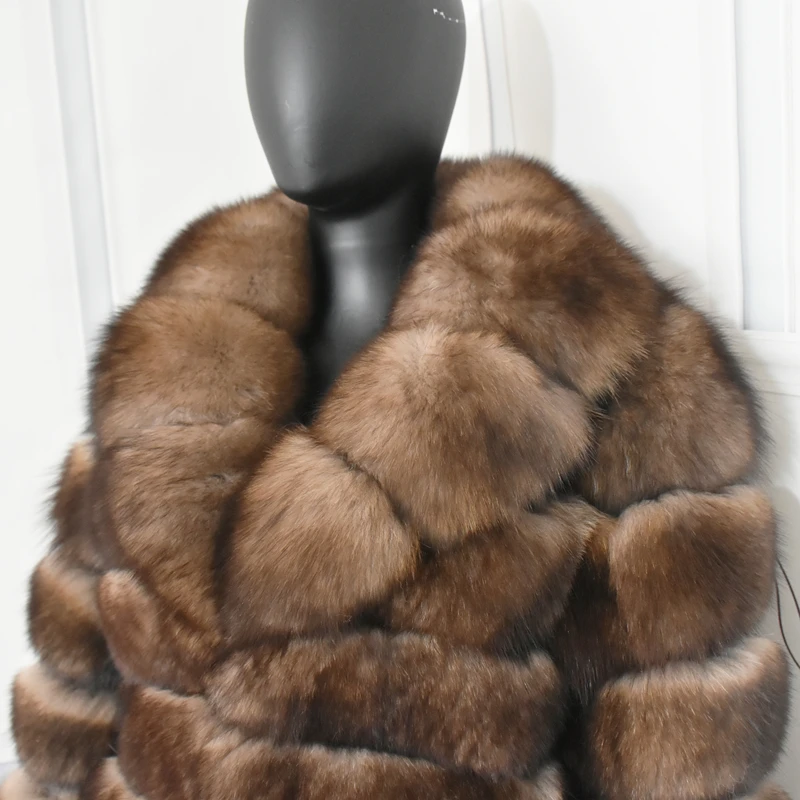Suit Collar Winter Lapel Real Fox Fur Coat Thick Warm Imitation mink Sable Women's Light Brown Jacket The Fox Fur Short coat