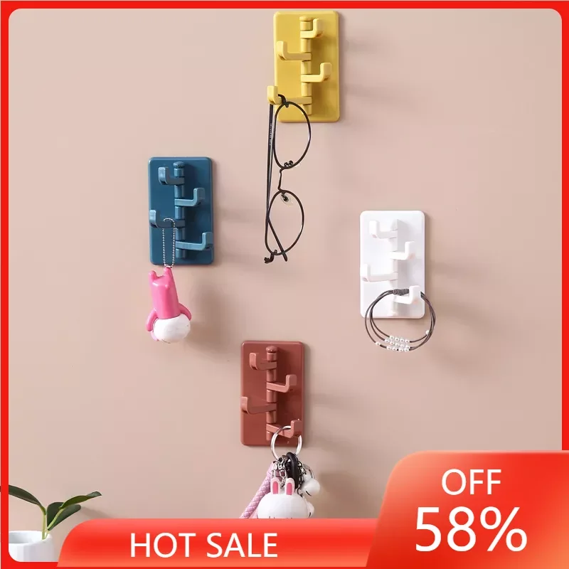 

Rotating Adhesive Hook Creative Nordic Bathroom Kitchen Wall Hole-Free Hanger Key Bag Hook Home Kitchen Accessories Organizer