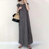 women dress korea style solid color loose pullover round neck temperament loose all match sleeveless dress korean new 2022